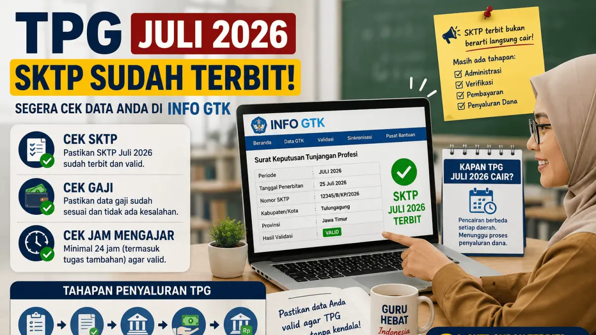 TPG JULI 2026: SKTP SUDAH TERBIT DI INFO GTK, KAPAN TUNJANGAN CAIR?