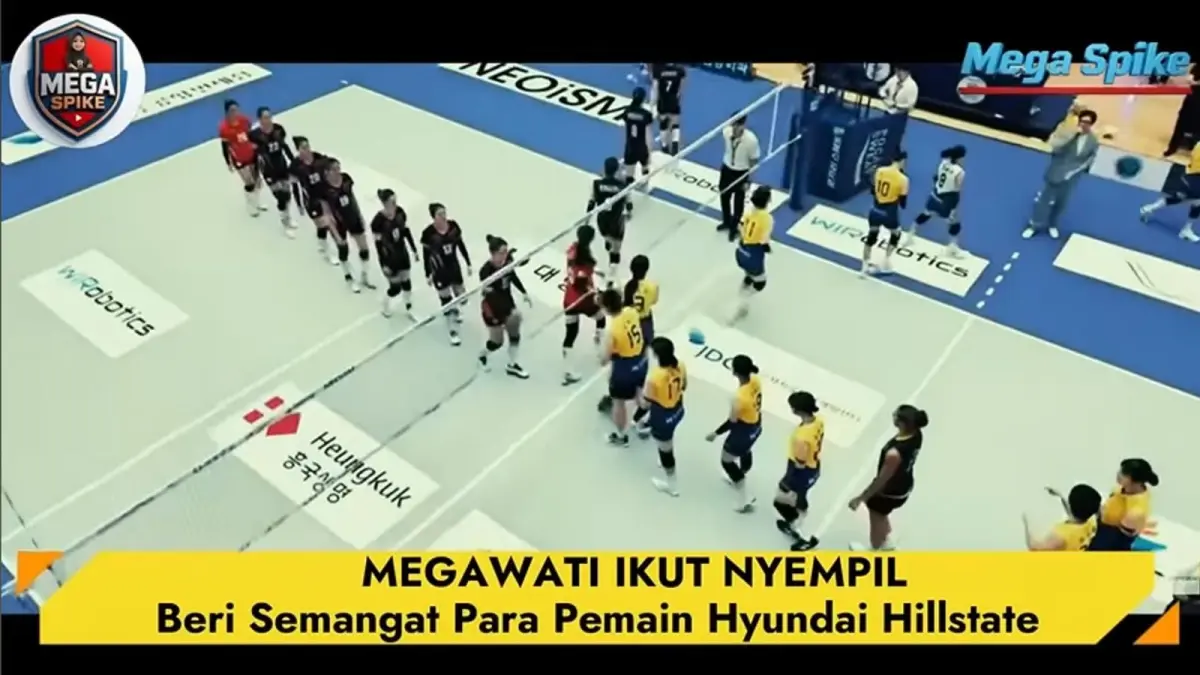 Megawati Hangestri tetap hadir mendampingi Hyundai Hill State di Jeju Super Match 2026 meski belum bisa tampil karena aturan turnamen. Sorotan kini beralih ke identitas barunya: Megatron resmi mengenakan nomor punggung 88 untuk Liga Voli Korea 2026–2027.