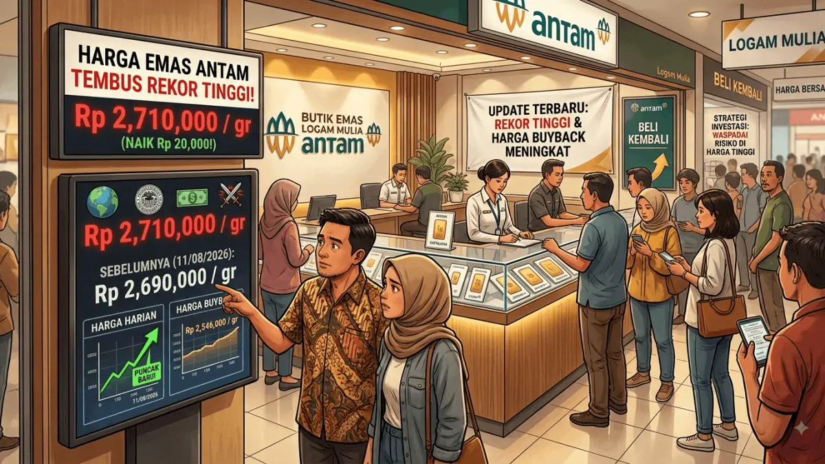 Harga emas Antam tembus Rp2,71 juta per gram. Simak pemicu kenaikan, risiko koreksi, dan strategi investor menghadapi harga tinggi. (Youtube. com)