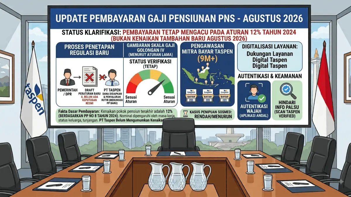 Kenaikan gaji pensiunan 1 Agustus 2026 ramai dibahas. Cek fakta terbaru Taspen dan ketahui apakah ada kenaikan baru atau masih 12 persen. (Youtube. com)