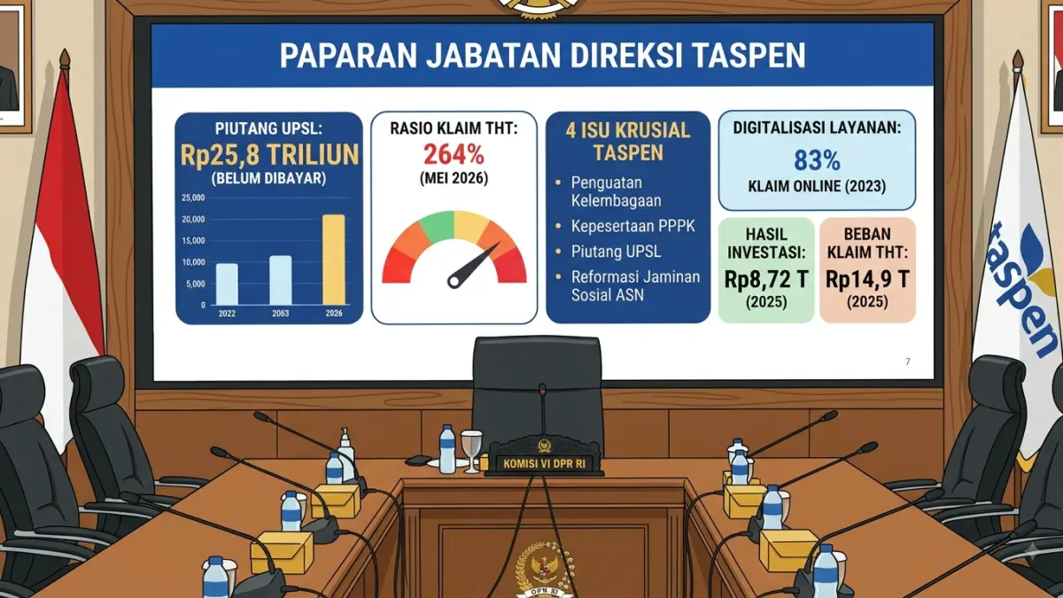 Taspen mengungkap piutang UPSL Rp25,8 triliun yang belum dibayar. Simak tantangan dana pensiun ASN dan rencana reformasi program. (Youtube. com)