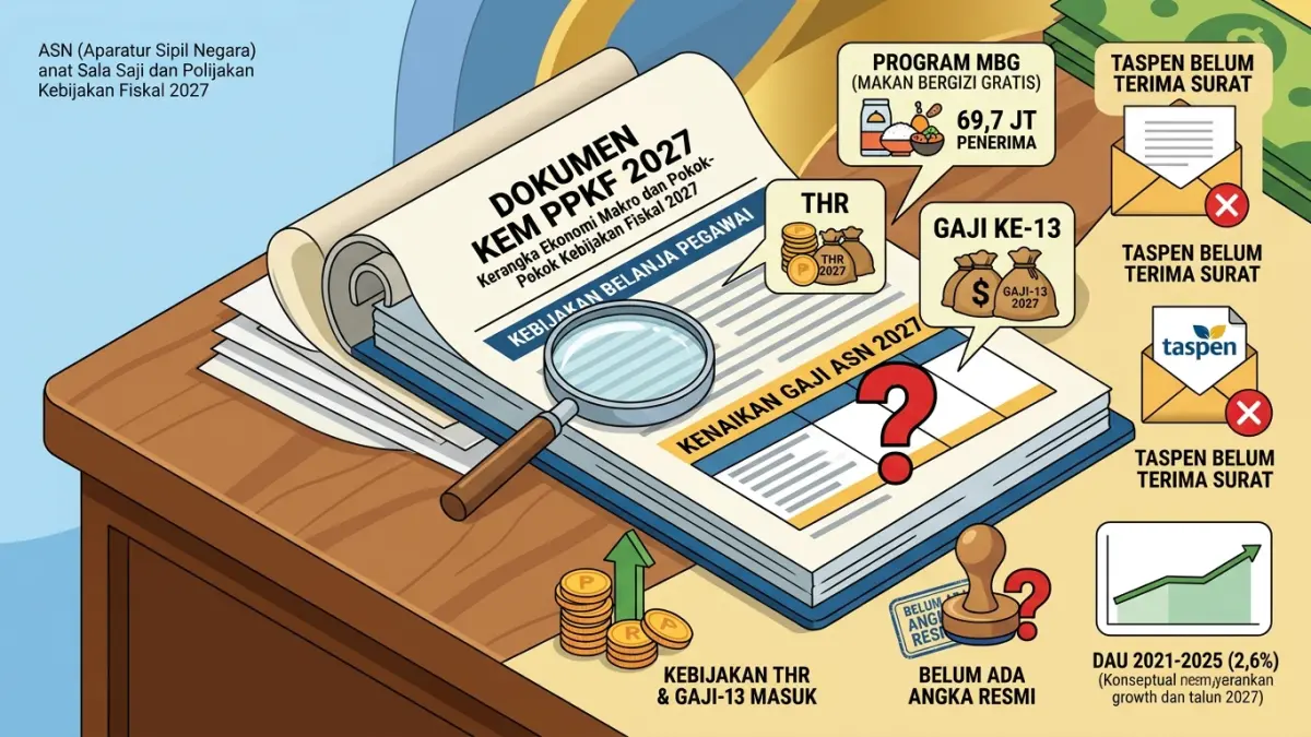 Gaji ASN 2027 belum dipastikan naik. Dokumen KEM PPKF justru mengungkap kebijakan THR dan gaji ke-13 bagi ASN serta pensiunan. (Youtube. com)