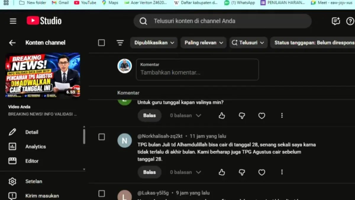 Guru memantau status pencairan TPG Juli dan Agustus 2026 melalui Info GTK, dengan sebagian penerima telah melaporkan dana Juli masuk dan sebagian lainnya masih menunggu SKTP serta SP2D.