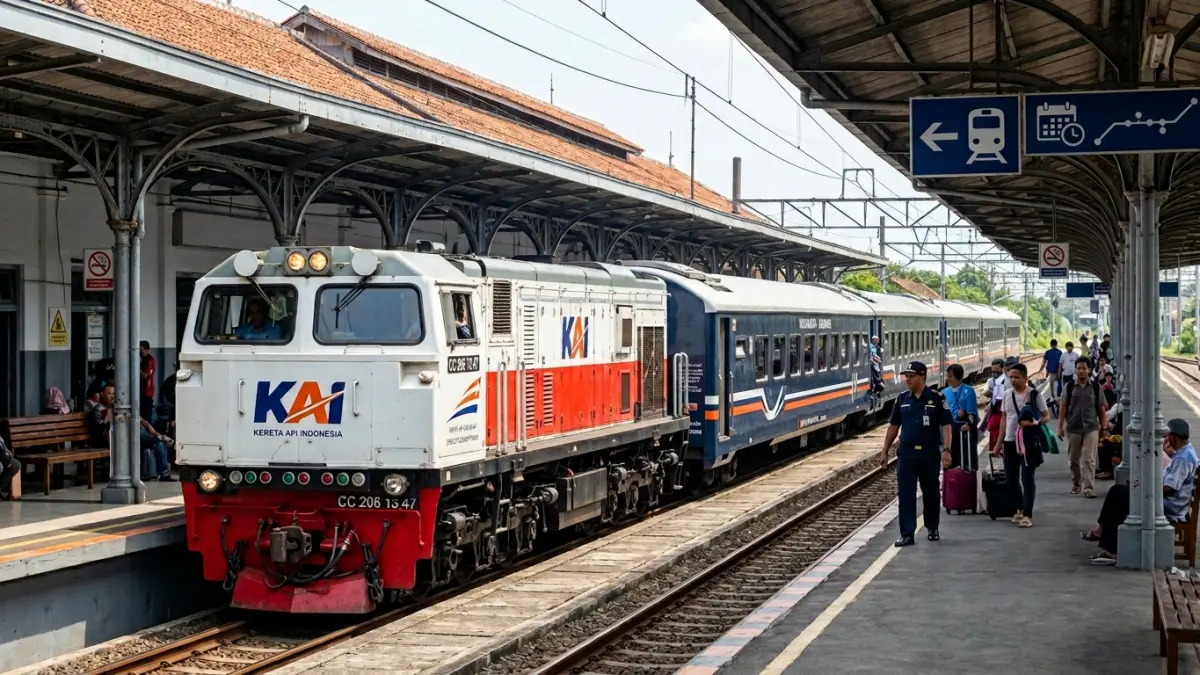 Stasiun Tulungagung dilewati 13 kereta api jarak jauh hingga commuter line. Simak daftar lengkap rute dan layanannya di sini.(ILUSTRASI AI)