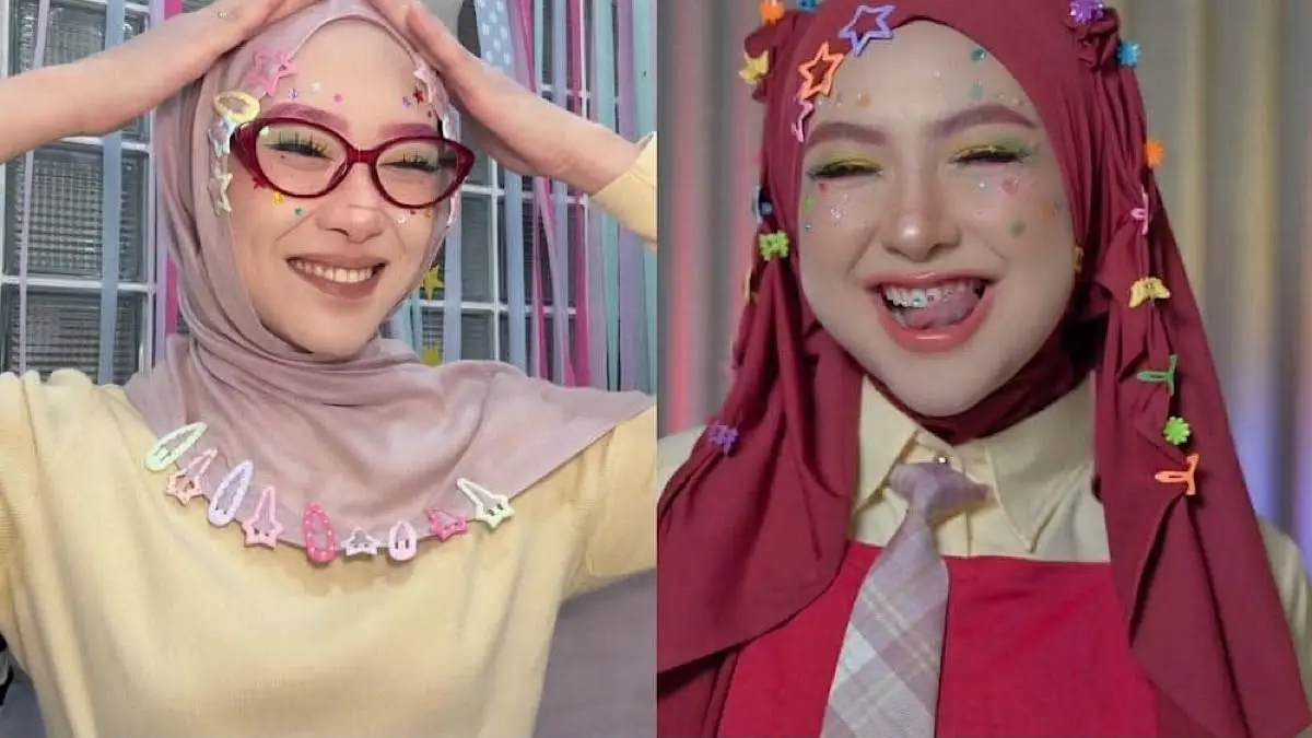 Makeup Naykilla sedang tren di TikTok. Simak tutorialnya, mulai complexion, blush merah, hingga eyeshadow kuning dan hijau.(pinterest)