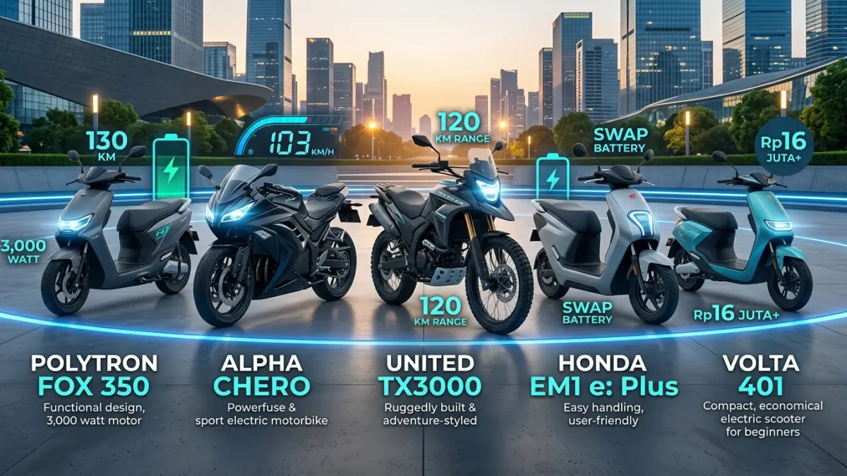 Motor listrik terbaik 2026 makin beragam. Simak 5 rekomendasi dengan jarak tempuh hingga 130 km dan harga mulai Rp16 jutaan. (Youtube. com)