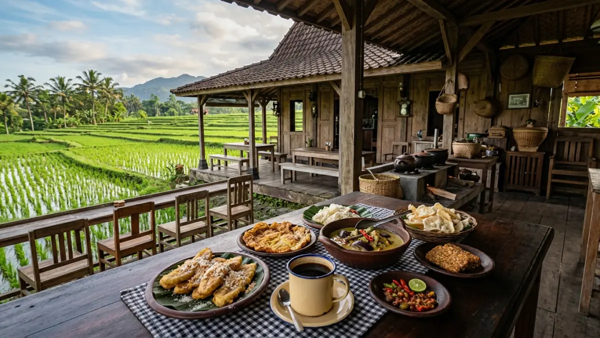 Kopi Kelotok Jogja viral berkat suasana rumah Jawa, menu tradisional, kopi khas, dan pemandangan sawah yang bikin wisatawan betah. (Youtube. com)
