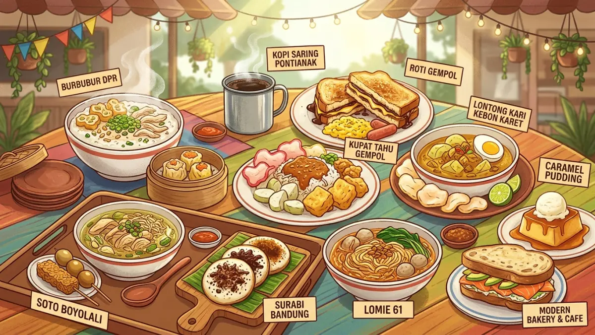 Sarapan Bandung punya banyak pilihan, dari bubur, kupat tahu, surabi hingga kafe kekinian. Simak rekomendasi tempat yang wajib dicoba. (Youtube. com)