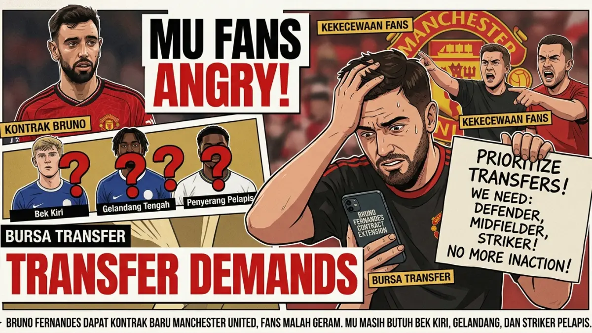 Bruno Fernandes dapat kontrak baru Manchester United, tetapi fans justru geram. MU masih butuh bek kiri, gelandang, dan striker pelapis. (Youtube. com)