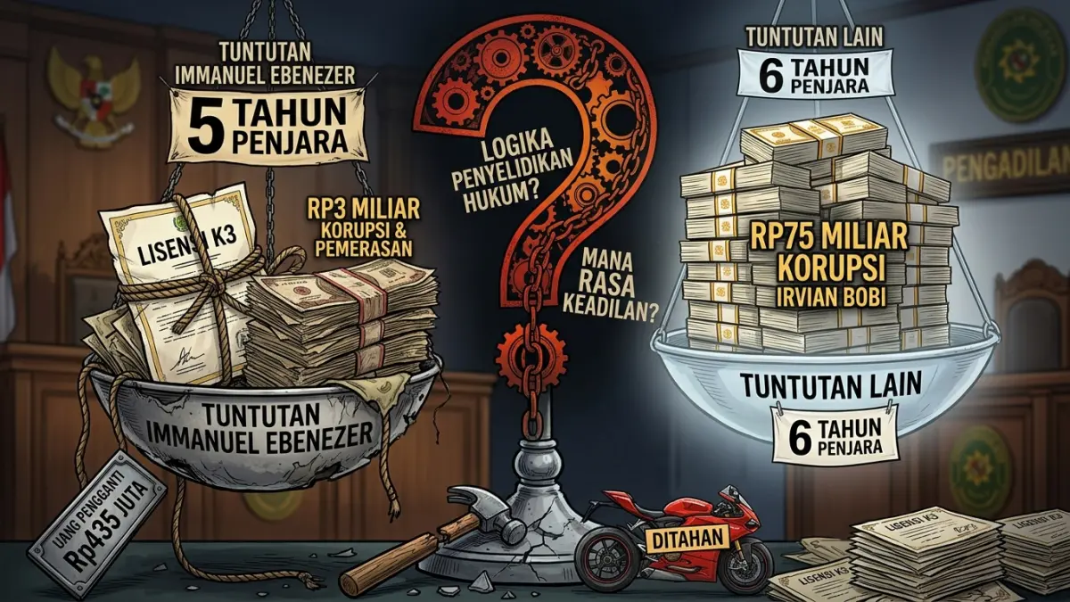 Immanuel Ebenezer dituntut 5 tahun penjara dalam kasus K3. Ia protes, membandingkan hukumannya dengan terdakwa korupsi Rp75 miliar. (Youtube. com)