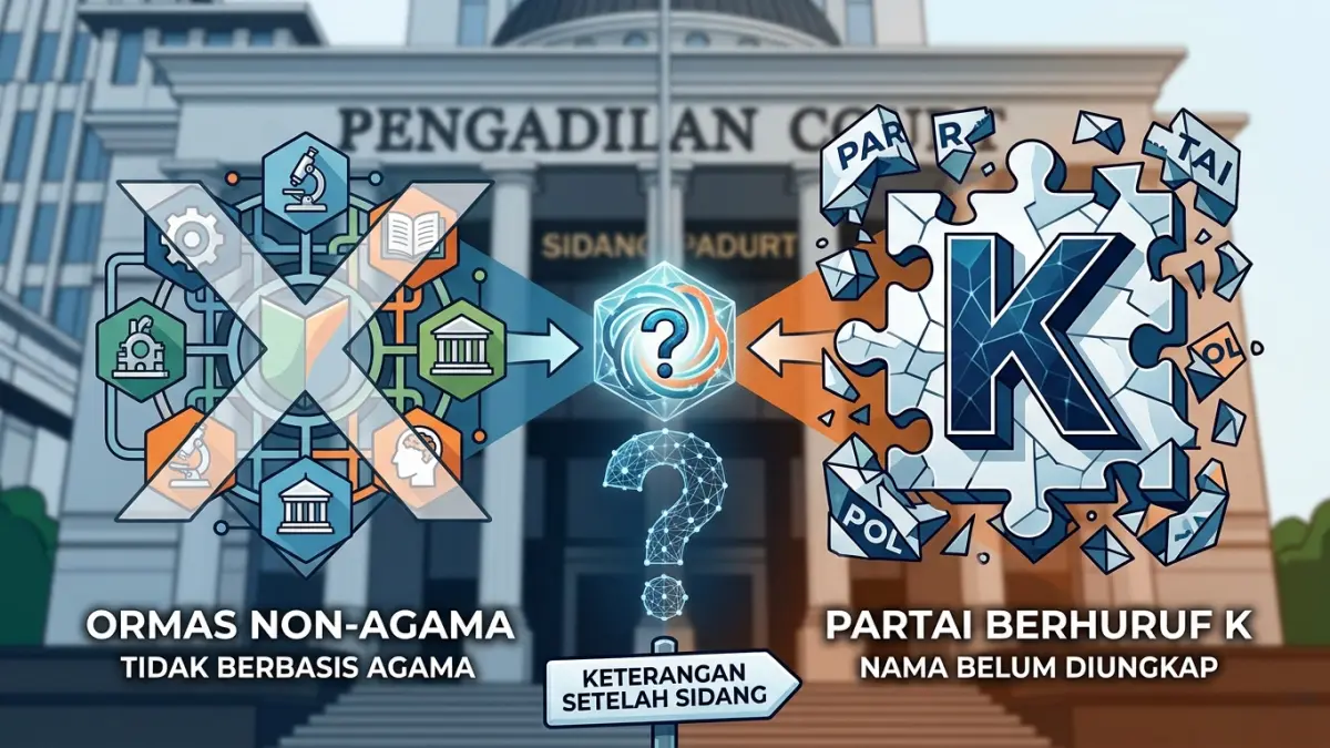 Ormas nonagama dan partai berhuruf K disebut dalam percakapan jelang sidang. Nama organisasi dan partai tersebut masih menjadi tanda tanya. (Youtube. com)