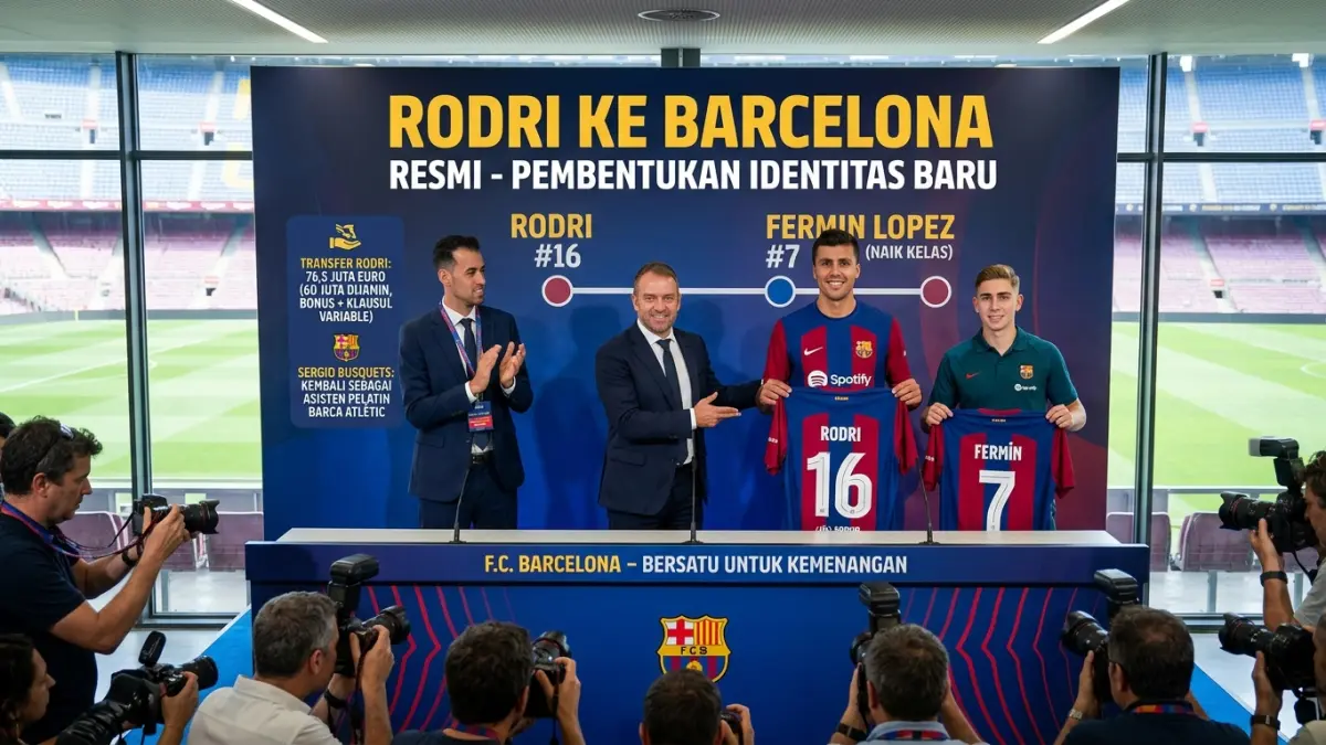 Rodri ke Barcelona menjadi transfer besar musim panas 2026. Ia akan memakai nomor 16, sementara Fermin Lopez naik ke nomor 7. (Youtube. com)