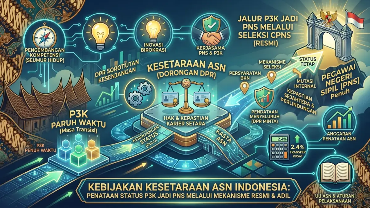 P3K jadi PNS kembali disorot DPR. Simak mekanisme seleksi, kepastian status, peluang karier, hingga nasib P3K Paruh Waktu. (Youtube. com)