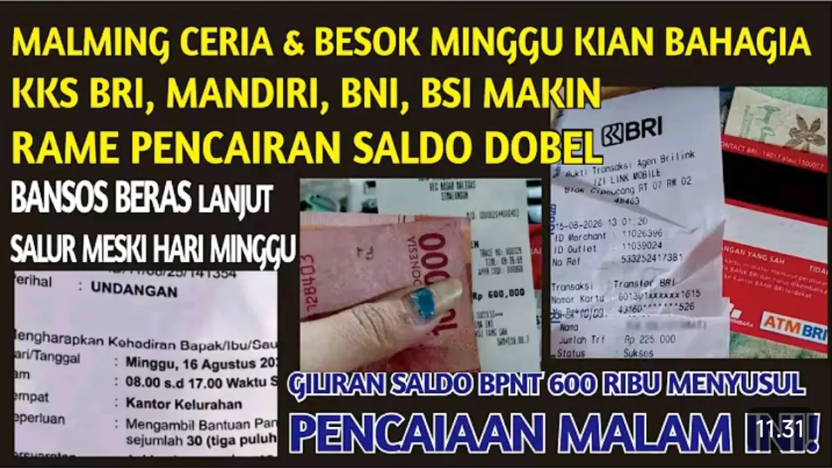 PKH BPNT tahap 3 dilaporkan cair dobel melalui BRI, Mandiri, BNI, dan BSI. Simak nominal saldo KKS hingga bantuan beras 30 kg.