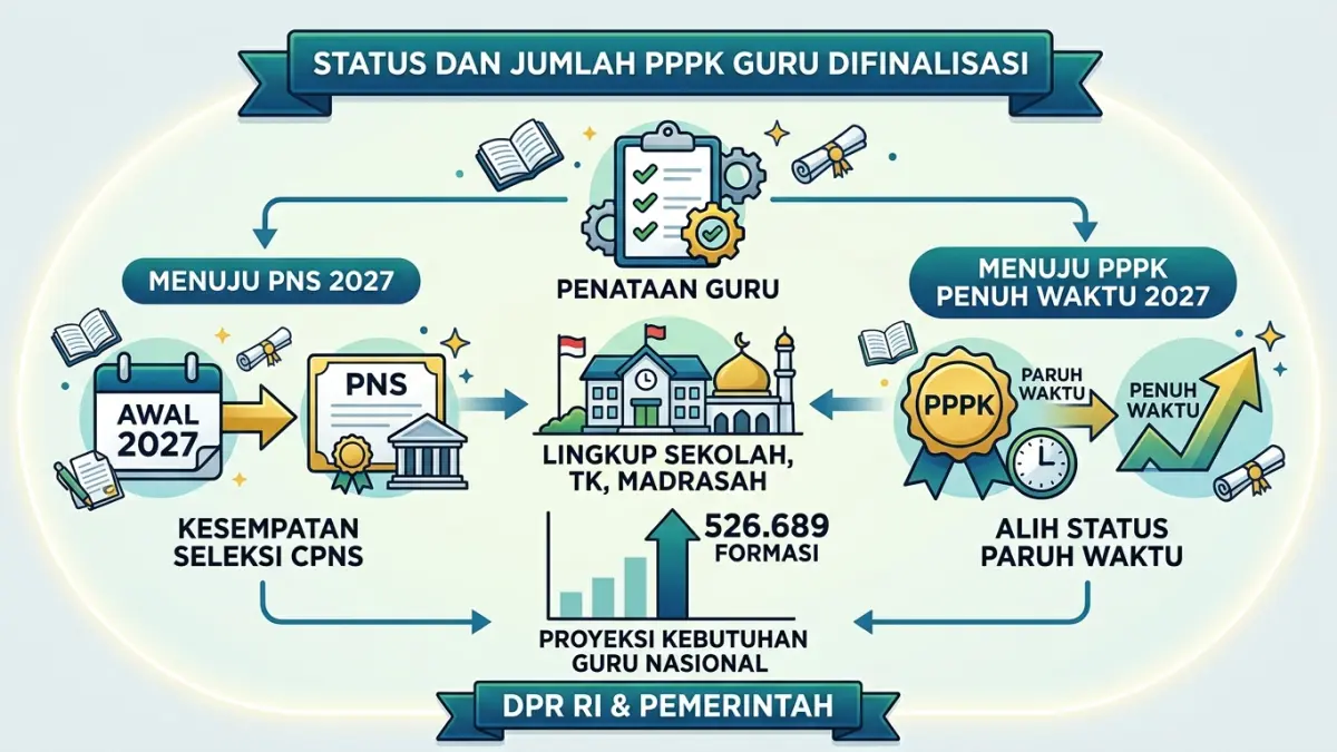 PPPK guru jadi PNS 2027 mulai menemui titik terang. DPR menyebut status dan kebutuhan guru telah difinalisasi bersama pemerintah. (Youtube. com)