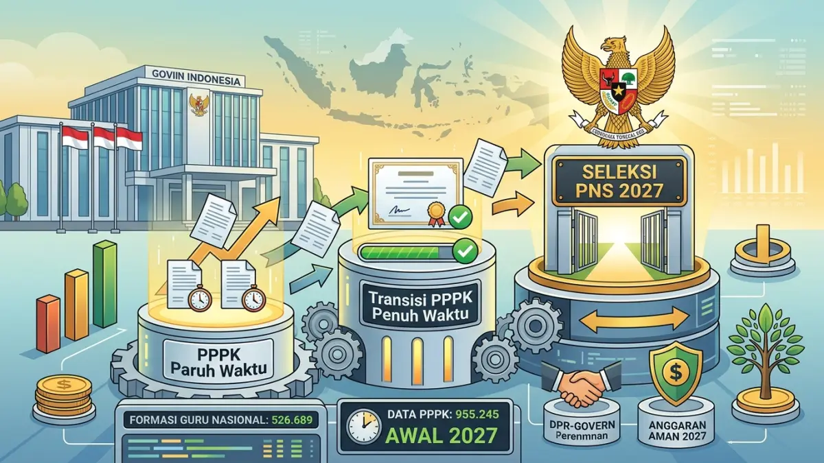 PPPK paruh waktu berpeluang menjadi penuh waktu dan ikut seleksi PNS awal 2027. Simak jumlah formasi dan keputusan terbaru pemerintah. (Youtube. com)