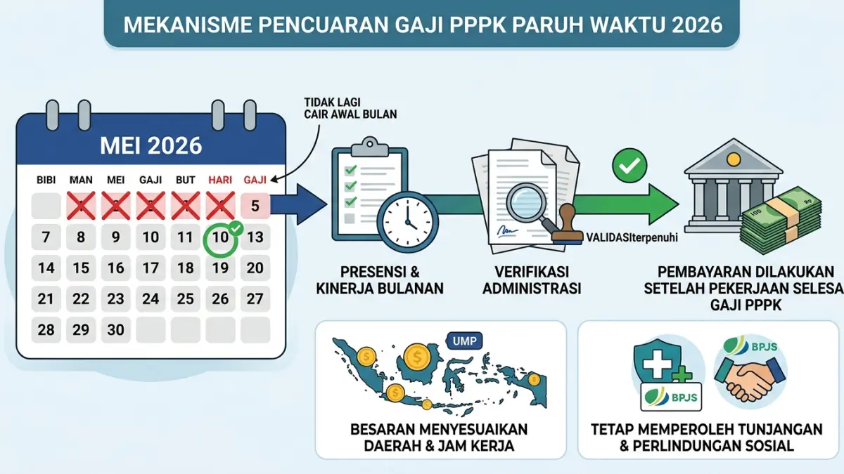 Gaji PPPK paruh waktu 2026 dibayarkan setelah presensi dan administrasi terpenuhi. Simak besaran, mekanisme pencairan, serta tunjangannya. (Youtube. com)