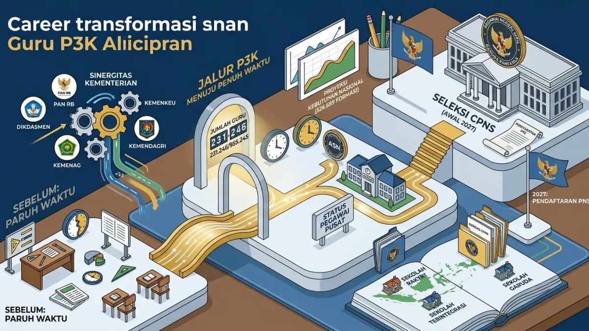 P3K paruh waktu guru diberi kesempatan menjadi P3K penuh waktu. Guru P3K juga diperkirakan bisa ikut seleksi PNS awal 2027. (Youtube. com)