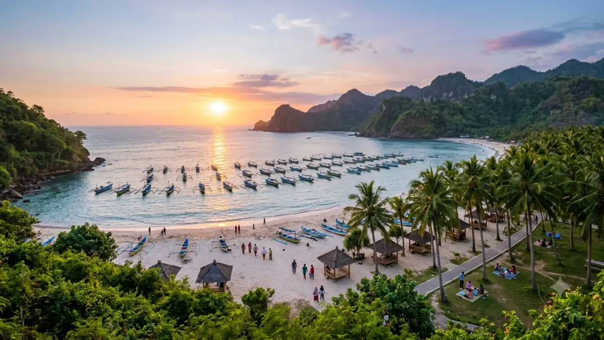 Pantai Sidem Tulungagung menawarkan suasana pesisir nyaman, area teduh, pemandangan perahu nelayan, dan tiket masuk Rp3.000.