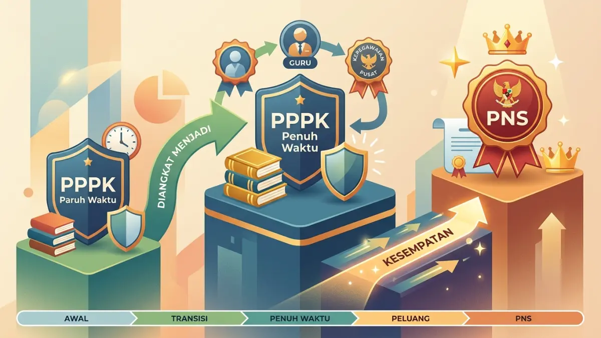 PPPK Paruh Waktu disepakati diangkat menjadi penuh waktu. Guru PPPK penuh waktu juga mendapat kesempatan mengikuti proses menjadi PNS. (Youtube. com)