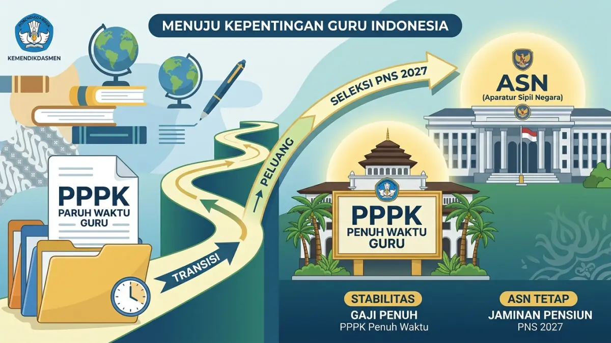 PPPK Paruh Waktu Guru berpeluang menjadi PPPK penuh waktu dan mengikuti seleksi PNS yang diperkirakan dibuka awal 2027. (Youtube. com)