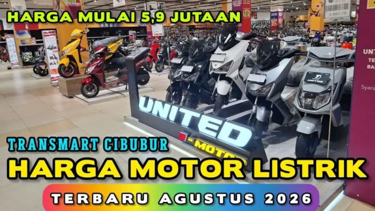 Harga motor listrik Agustus 2026 di Transm Cibubur mulai Rp1,4 juta. Simak daftar model Exotic, United, dan Alvan beserta harganya.
