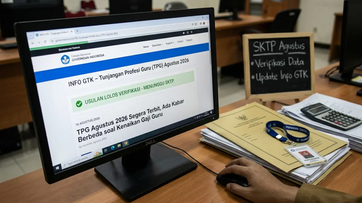 TPG Agustus 2026 disebut sudah lolos verifikasi dan tinggal menunggu SKTP. Simak juga kabar kenaikan gaji guru dan ASN 2027. (Youtube. com)