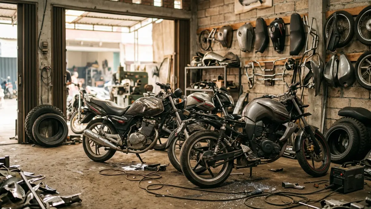Bahan motor custom murah untuk pemula bisa dimulai dari Suzuki Thunder 125, Honda Verza, dan Yamaha Bison dengan karakter berbeda. (Youtube. com)
