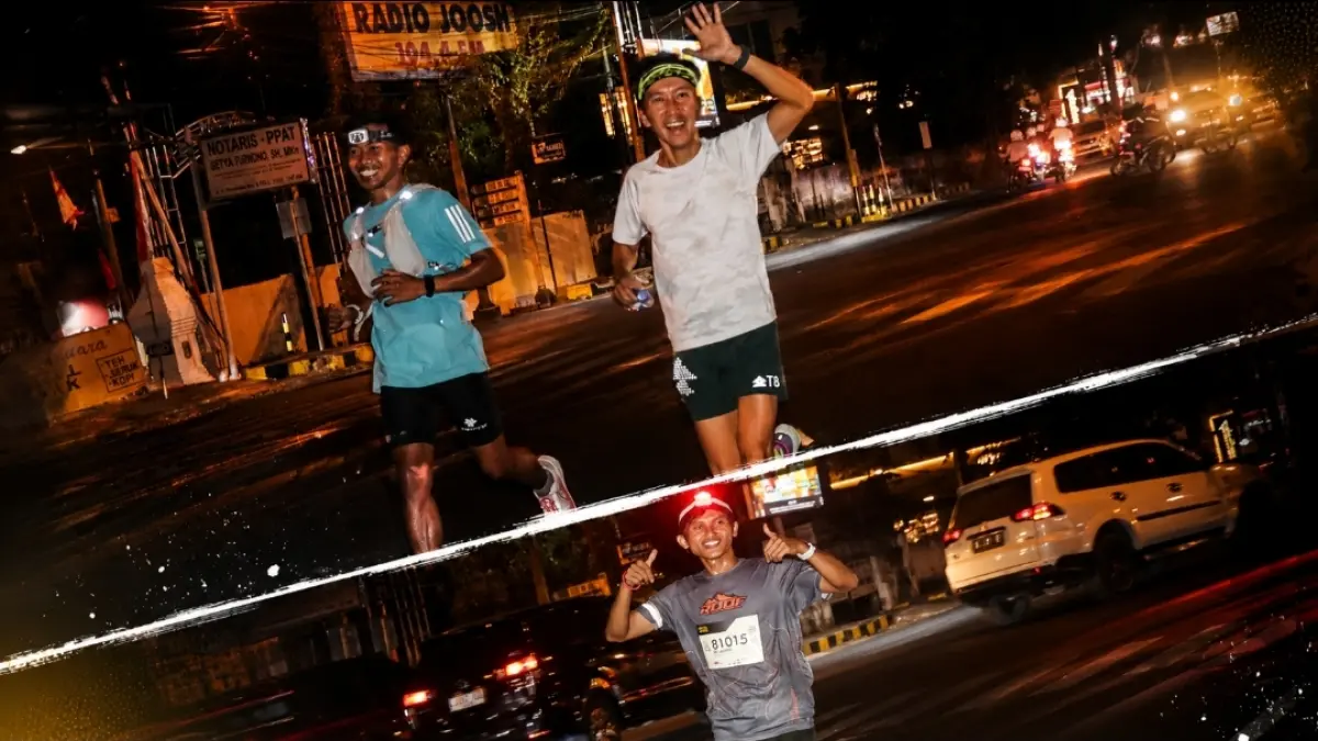 Runner Tulungagung rayakan Hari Kemerdekaan ke 81 RI dengan cara lari mengelilingi kota sepanjang 81 km. (SANDY YUWANA)