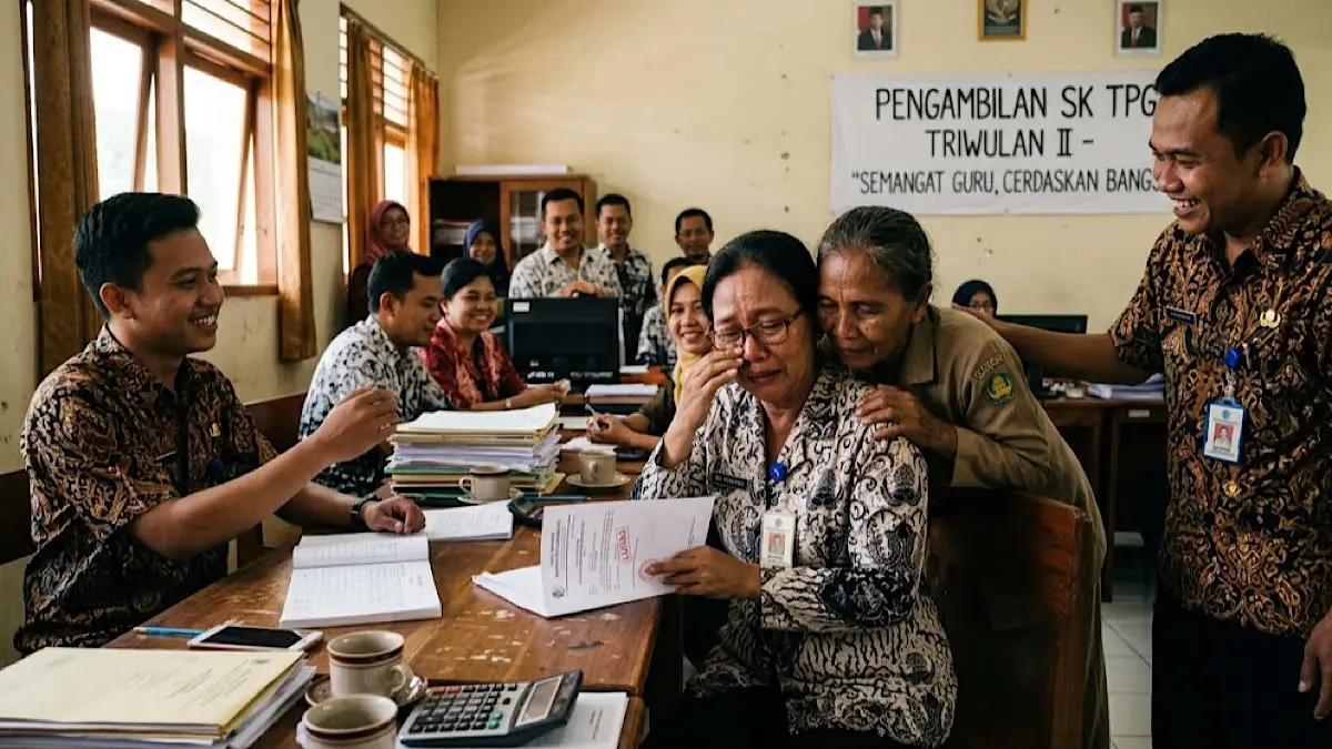 TPG Juli dan Agustus 2026 berpotensi cair hampir bersamaan. Simak jadwal SKTP, SP2D, dan estimasi penyaluran tunjangan guru.(AI)