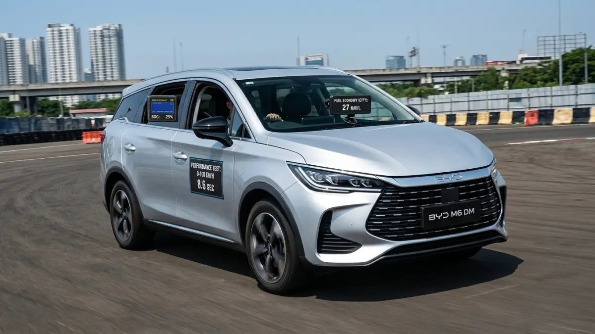 BYD M6 diuji dengan konsumsi 27 km/l di dalam kota dan akselerasi 0-100 km/jam 8,6 detik. Ini hasil lengkap pengujiannya. (Youtube. com)