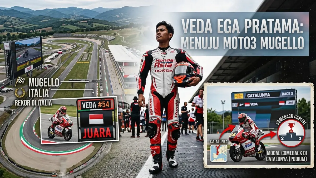 Feda Ega Pratama Moto3 menuju Mugello dengan modal finis kedelapan di Catalunya dan pengalaman double winner di Red Bull Rookies Cup.