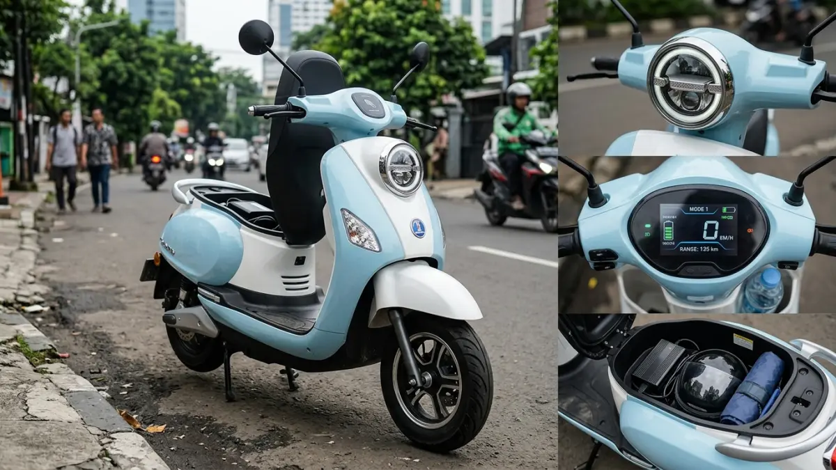 Indomobil Cutie dibanderol mulai Rp15 juta. Tipe Pro punya baterai 2,88 kWh, jarak tempuh 135 km, NFC, alarm, dan regenerative brake. (Youtube. com)