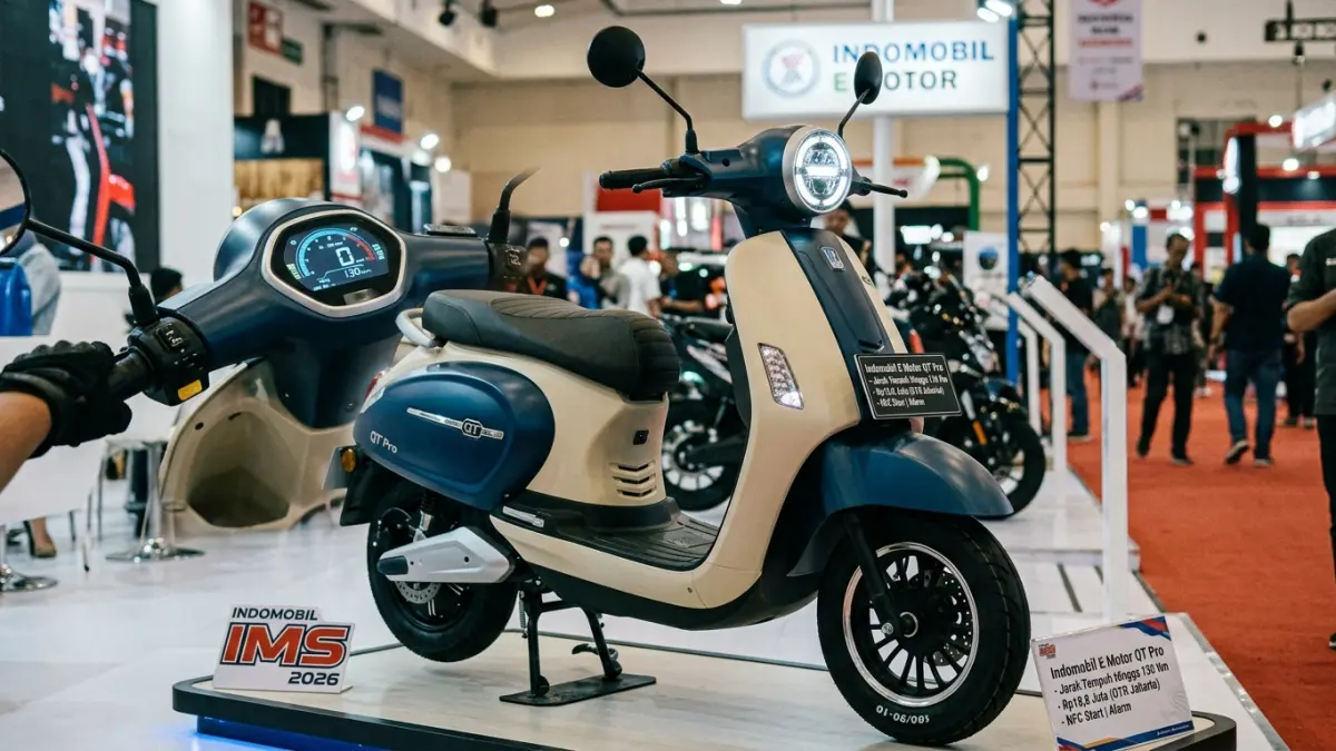 Indomobil E Motor QT hadir mulai Rp15 juta dengan jarak tempuh hingga 130 km untuk QT Pro, plus fitur NFC, alarm, dan traction control. (Youtube. com)