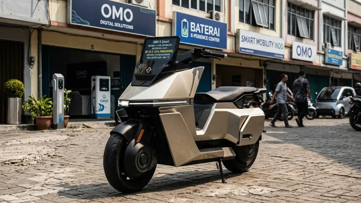OMO X Smart dibanderol Rp35,5 juta off the road dengan klaim jarak tempuh 260 km, motor 13 kW, dan baterai hingga 7,6 kWh. (Youtube. com)
