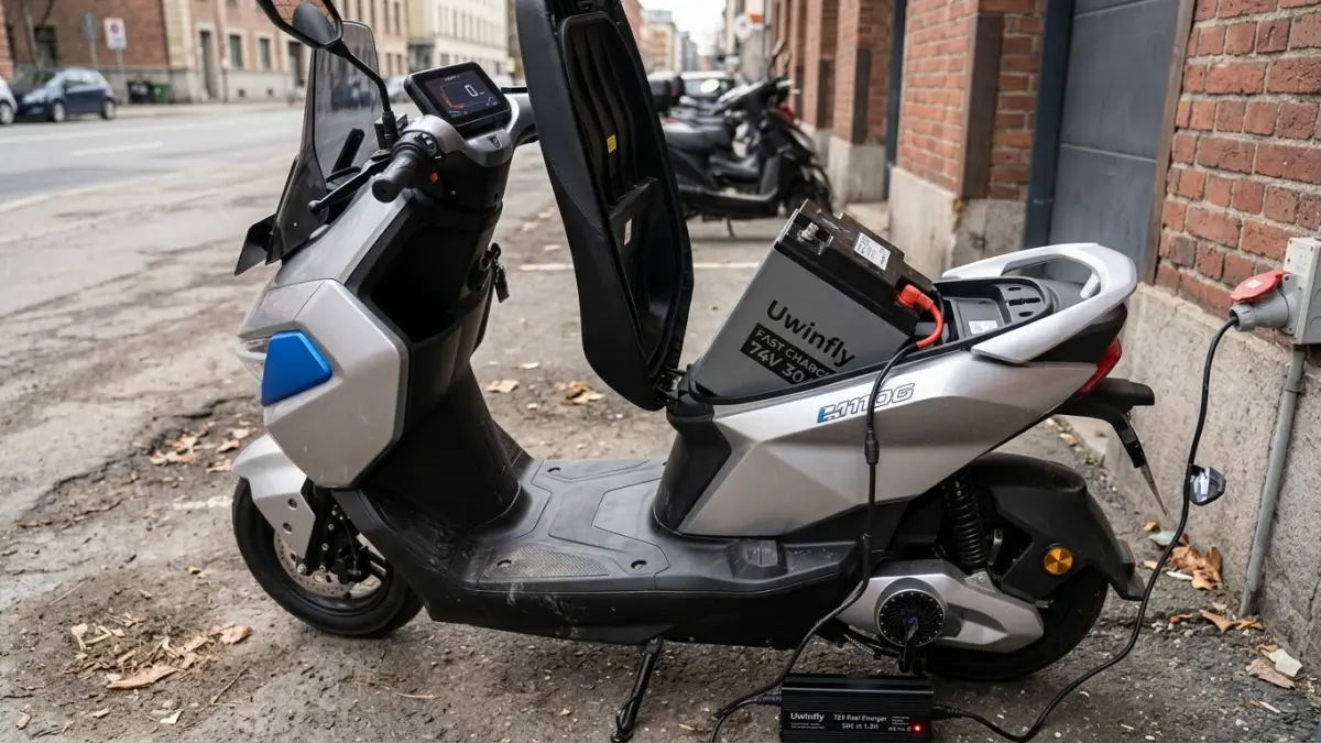 Uwinfly M110G punya motor 3.000 watt, boost hingga 99 km/jam, baterai 100 km, dan fast charging 50 persen dalam 1,5 jam. (Youtube. com)