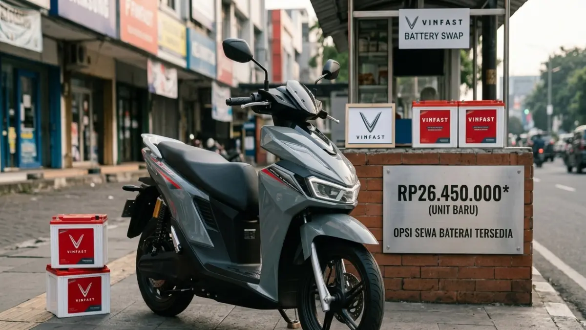 VinFast Viper hadir di Indonesia dengan desain sporty, jarak tempuh 82 km, dan harga mulai Rp22 jutaan dengan skema baterai sewa. (Youtube. com)