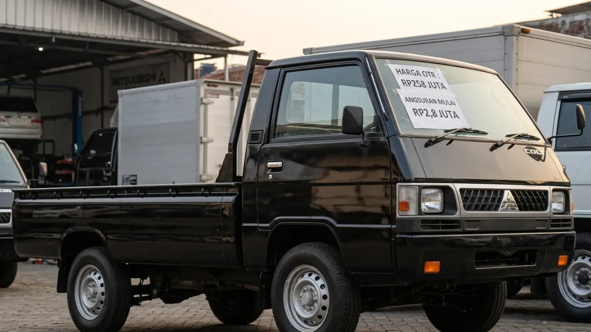 Mitsubishi L300 2026 ditawarkan Rp258 juta dengan kredit mulai Rp2,8 juta. Ada opsi DP 50 persen dan cicilan setahun tanpa bunga. (Gemini AI)