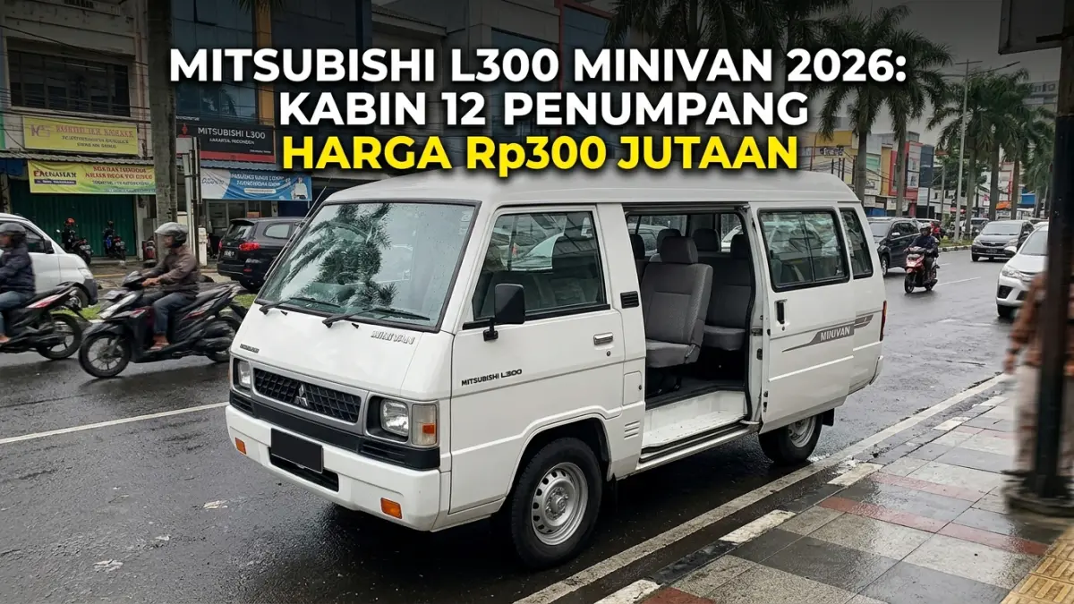 Mitsubishi L300 Minivan 2026 disebut mampu membawa hingga 12 penumpang dengan perkiraan harga Rp250 juta-Rp300 juta. (Gemini AI)