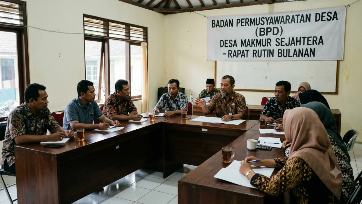 Mengenal fungsi BPD di desa, mulai dari menampung aspirasi warga, membahas peraturan desa hingga mengawasi kinerja kepala desa.(ILUSTRASI AI)