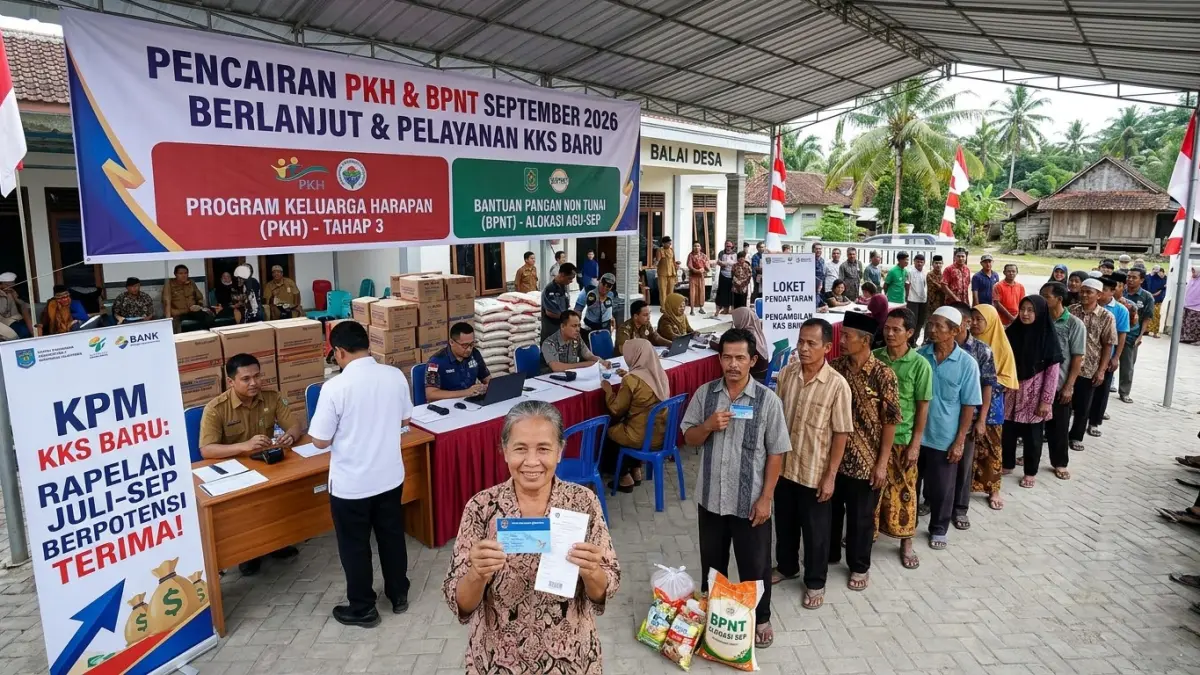 Pencairan PKH dan BPNT September 2026 berlanjut. KPM KKS baru berpotensi menerima rapelan jika alokasi sebelumnya tertunda.
