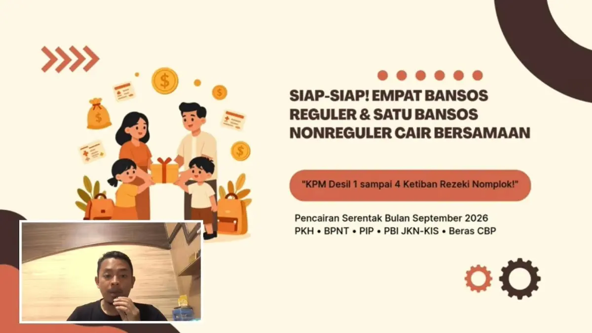 Bansos September 2026 yang dibahas dalam video mencakup PKH, BPNT, PIP, PBI JKN, dan bantuan pangan beras.