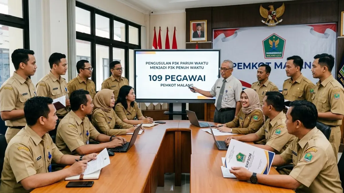 P3K paruh waktu menjadi P3K penuh waktu di Kota Malang diupayakan untuk 109 pegawai pada September 2026 sebelum kontrak berakhir.