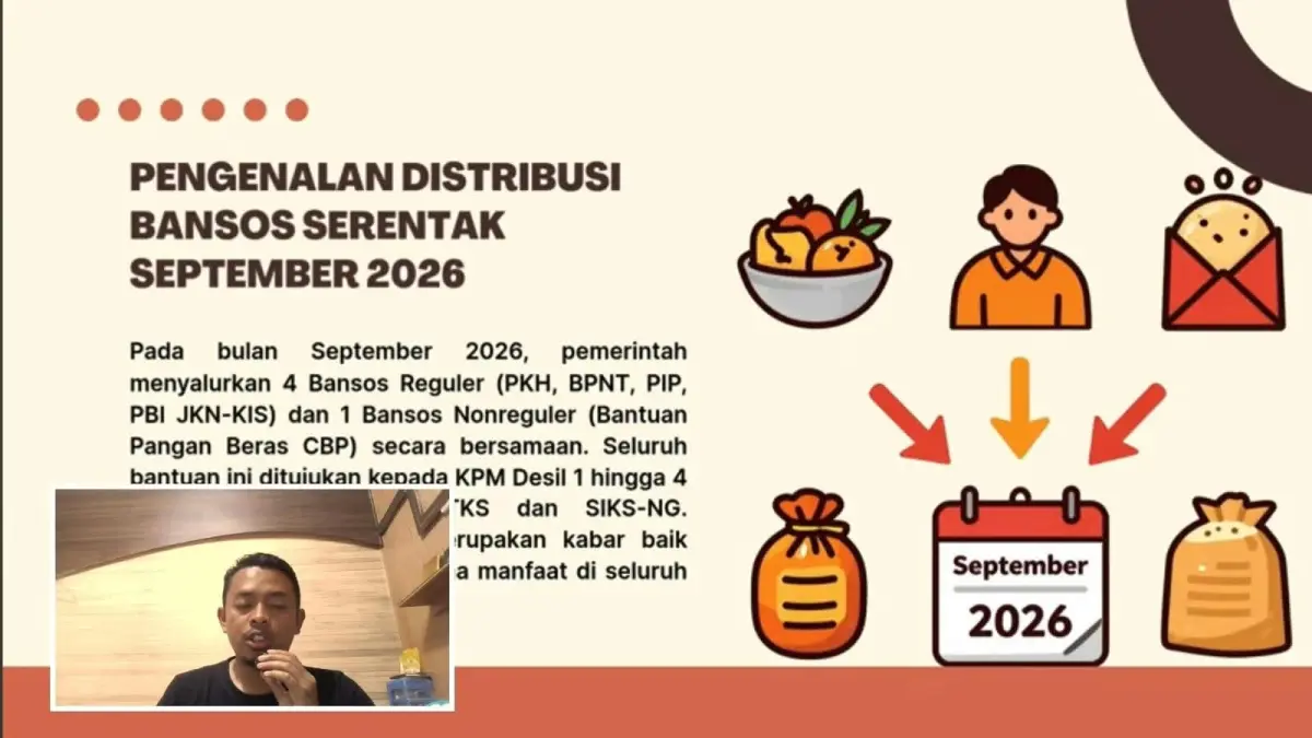 Penyaluran bantuan sosial September 2026 mencakup PKH, BPNT, PIP, PBI JKN-KIS hingga bantuan pangan beras bagi KPM sesuai ketentuan.