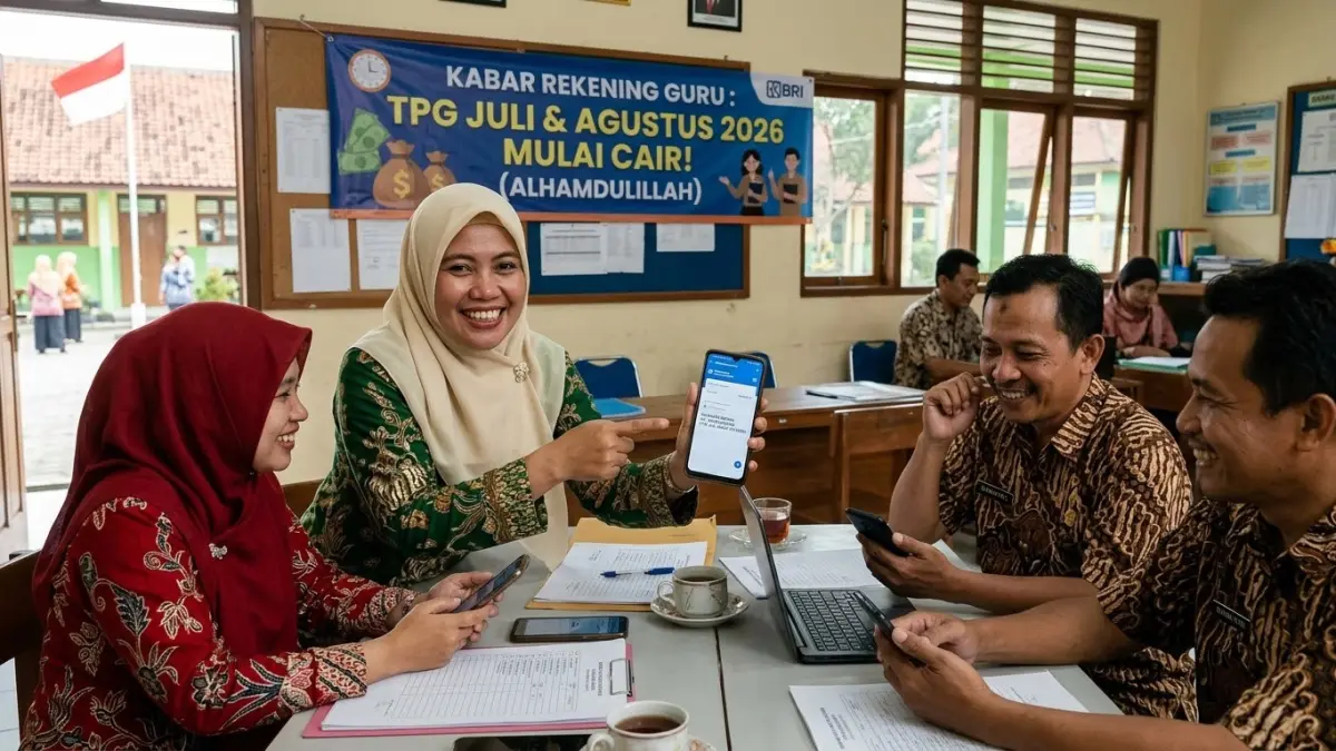 TPG Juli dan Agustus 2026 mulai masuk rekening sejumlah guru. Pencairan berlangsung bertahap, ada yang menerima dua bulan sekaligus.