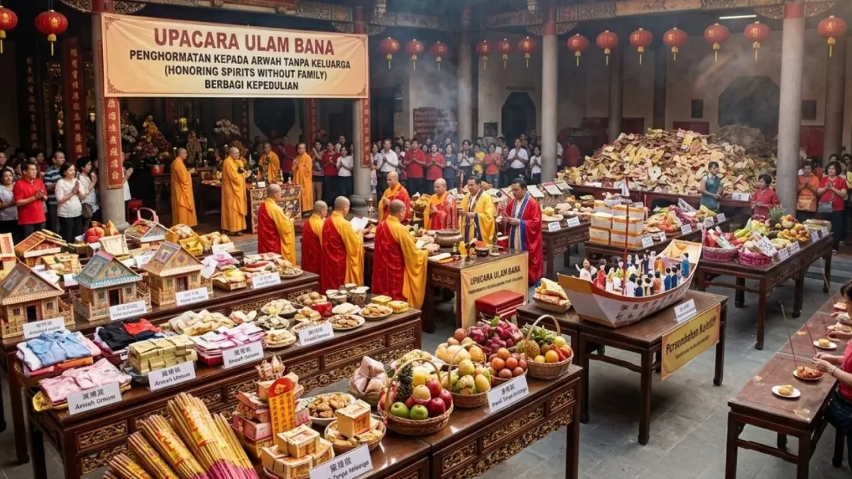 Ulam Bana merupakan tradisi penghormatan bagi arwah, termasuk yang diyakini tak lagi memiliki keluarga atau keturunan.(ILUSTRASI AI)