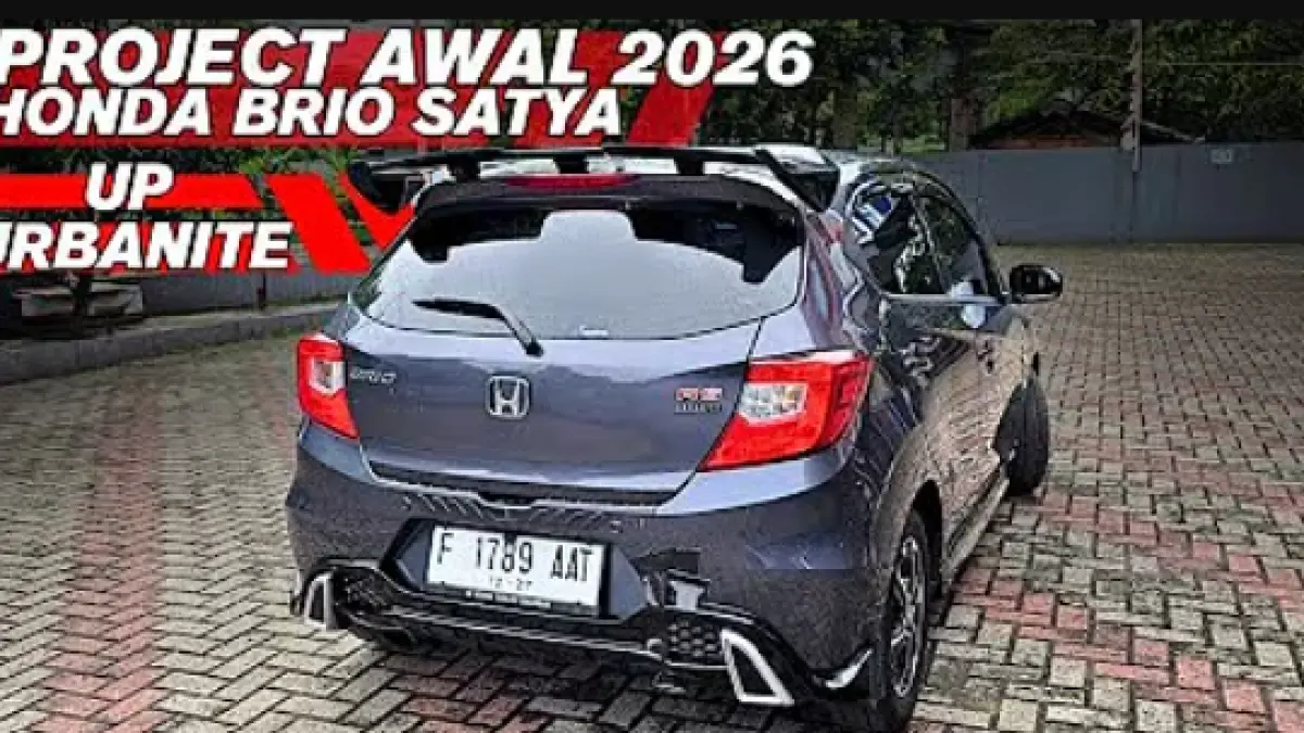 Honda Brio Satya 2026 tampil beda setelah di-upgrade menjadi RS Urbanite, lengkap dengan body kit, lampu projector, head unit RAM 6/256 GB, dan kamera AI.