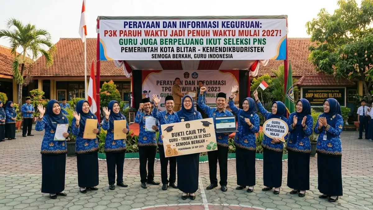 P3K paruh waktu menjadi penuh waktu mulai Januari 2027. Guru P3K juga berpeluang ikut seleksi CPNS guru pada awal 2027.