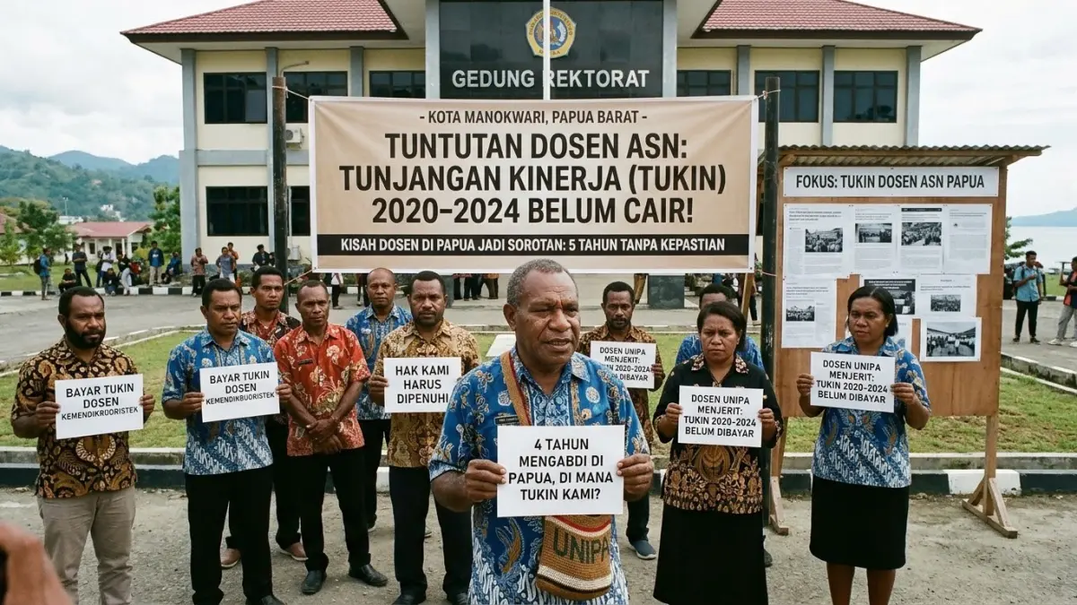 Tunjangan kinerja dosen ASN 2020-2024 belum dibayar. Dosen di Papua mengungkap beban biaya hidup, penelitian, hingga kebutuhan penghasilan tambahan.