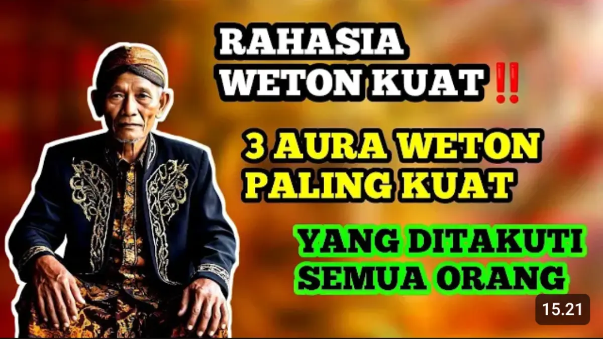 Weton dengan aura paling kuat disebut terdiri dari Senin Pon, Kamis Legi, dan Sabtu Wage dalam pembahasan tradisi Jawa.